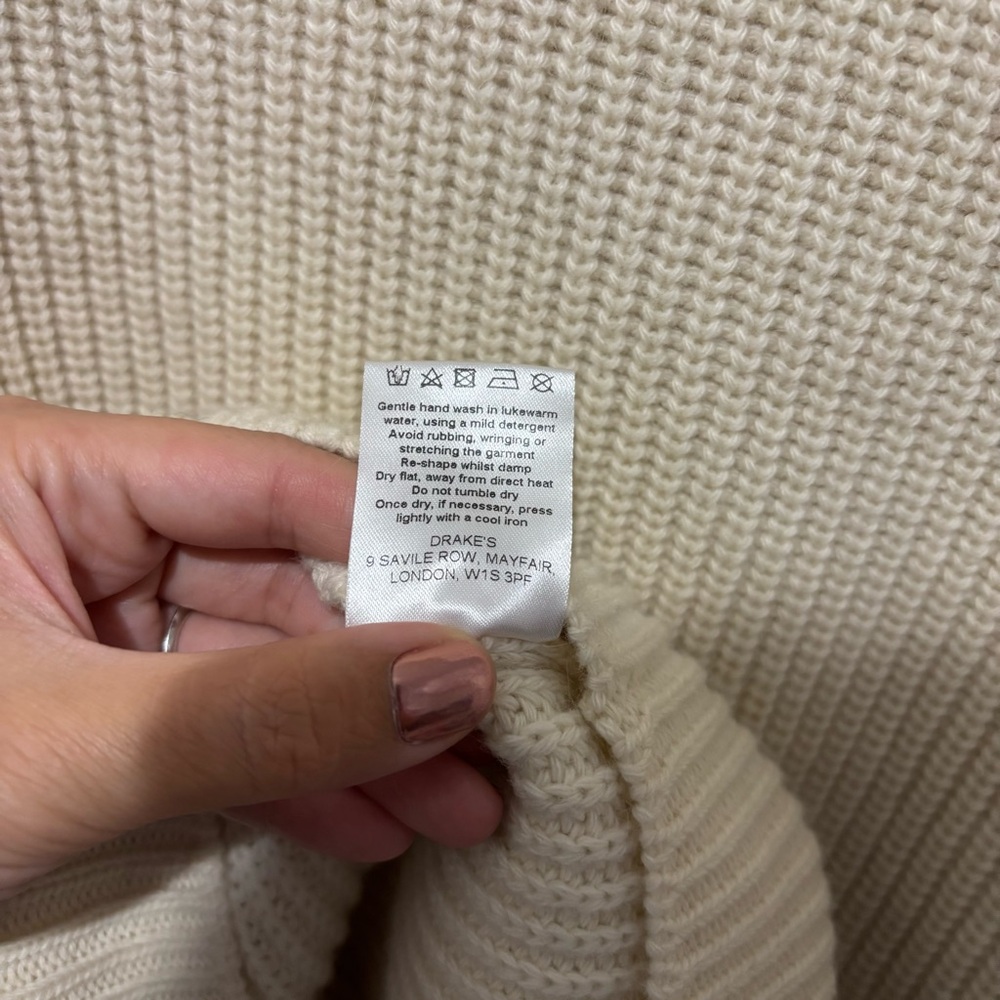 NWT Drakes Integral Collar Ribbed Jumper Ecru (Cream) - Size XXL - Picture 7 of 7